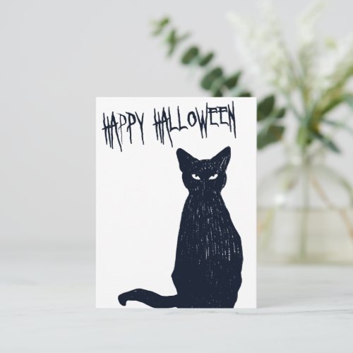 Halloween Black Cat Postcard Silhouette
