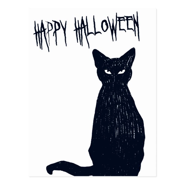 Halloween Black Cat Postcard Silhouette