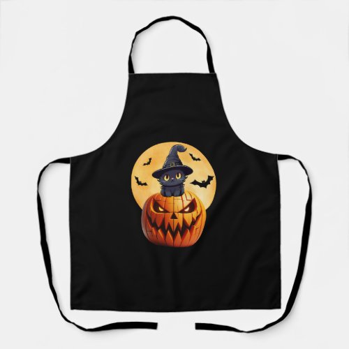 Halloween Black Cat Pumpkin Bring Excitement Men W Apron