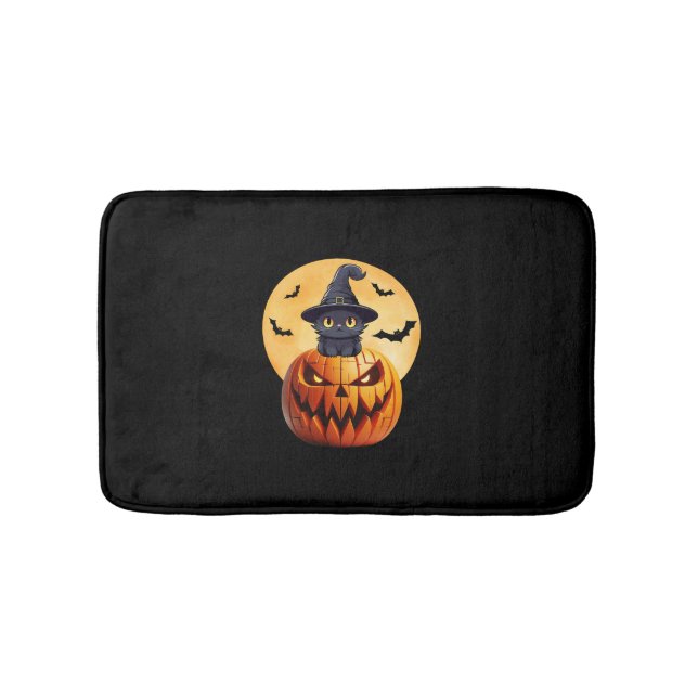 Halloween Black Cat Pumpkin Bring Excitement Men W Bath Mat (Front)