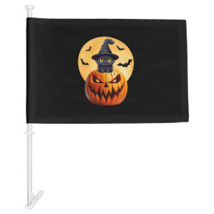 Halloween Black Cat Pumpkin Bring Excitement Men W Car Flag