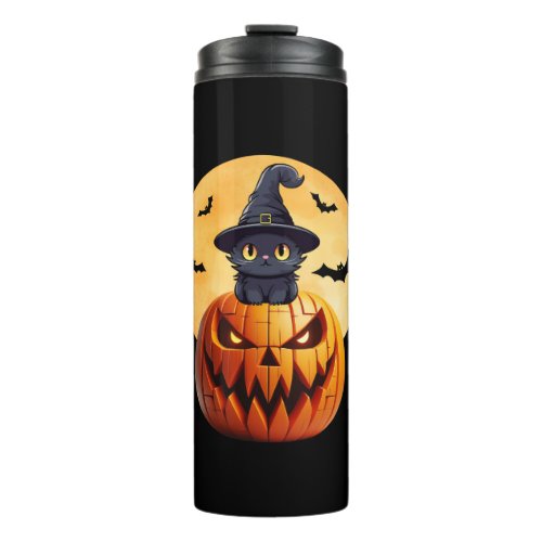 Halloween Black Cat Pumpkin Bring Excitement Men W Thermal Tumbler