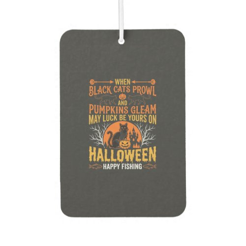 Halloween Black Cat Pumpkin Happy Fishing Design Air Freshener