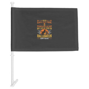 Halloween Black Cat Pumpkin Happy Fishing Design Car Flag