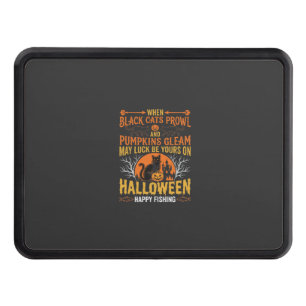 Halloween Black Cat Pumpkin Happy Fishing Design Hitch Cover