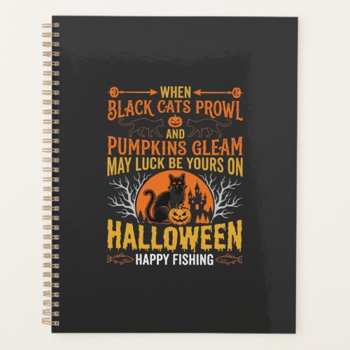Halloween Black Cat Pumpkin Happy Fishing Design Planner