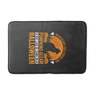Halloween Black Cat Pumpkin Moon Design_1 Bath Mat