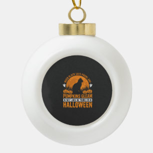Halloween Black Cat Pumpkin Moon Design_1 Ceramic Ball Christmas Ornament
