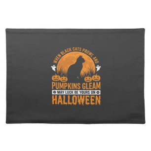 Halloween Black Cat Pumpkin Moon Design_1 Cloth Placemat