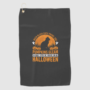 Halloween Black Cat Pumpkin Moon Design_1 Golf Towel
