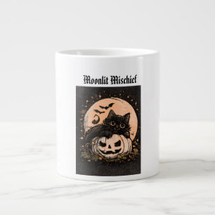 Halloween Black Cat & Pumpkin Moonlight Giant Coffee Mug