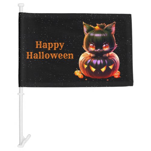 Halloween Black Cat Pumpkin Night Horror Scary Car Flag