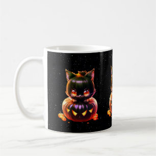 Halloween Black Cat Pumpkin Night Horror Scary Coffee Mug