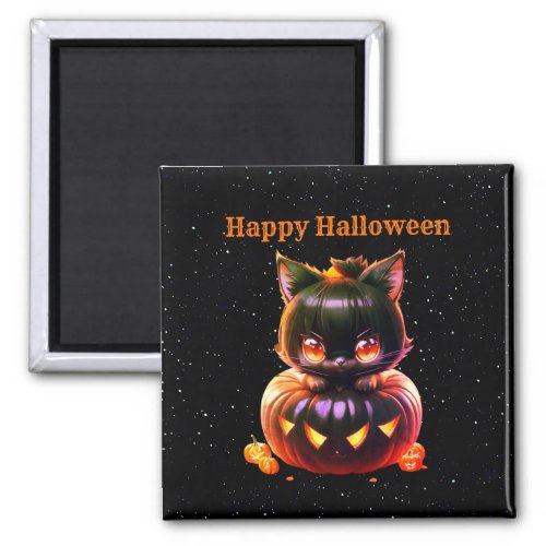 Halloween Black Cat Pumpkin Night Horror Scary Magnet