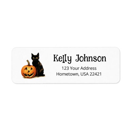 Halloween Black Cat Pumpkin Return Address Label