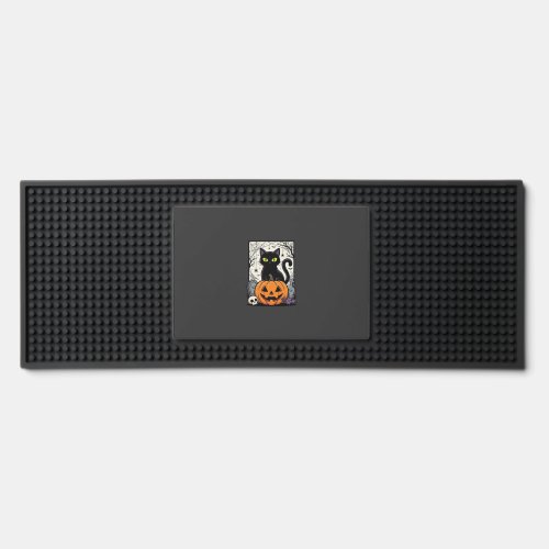 Halloween Black Cat Pumpkin Vector Design Bar Mat