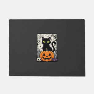 Halloween Black Cat Pumpkin Vector Design Doormat