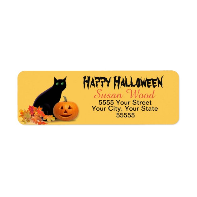 Halloween Black Cat Return Address Labels