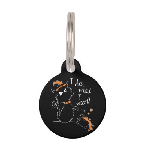 Halloween Black Cat Says I Do What I Want Pet ID Tag