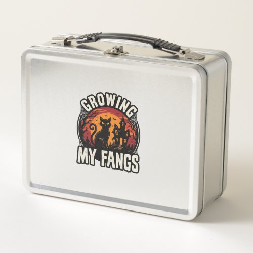 Halloween Black Cat Shirt Growing My Fangs_1 Metal Lunch Box