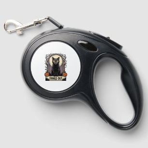Halloween Black Cat Shirt Vintage Fangs Design_1 Retractable Pet Leash