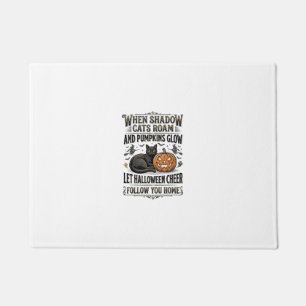 Halloween Black Cat Shirt Vintage Pumpkin Engravin Doormat