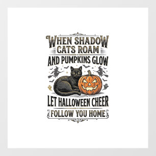 Halloween Black Cat Shirt Vintage Pumpkin Engravin Floor Decals