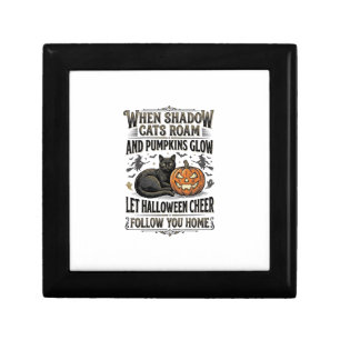Halloween Black Cat Shirt Vintage Pumpkin Engravin Gift Box