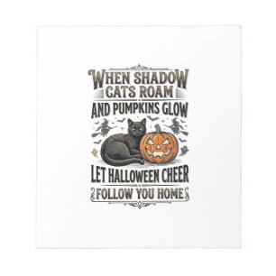 Halloween Black Cat Shirt Vintage Pumpkin Engravin Notepad