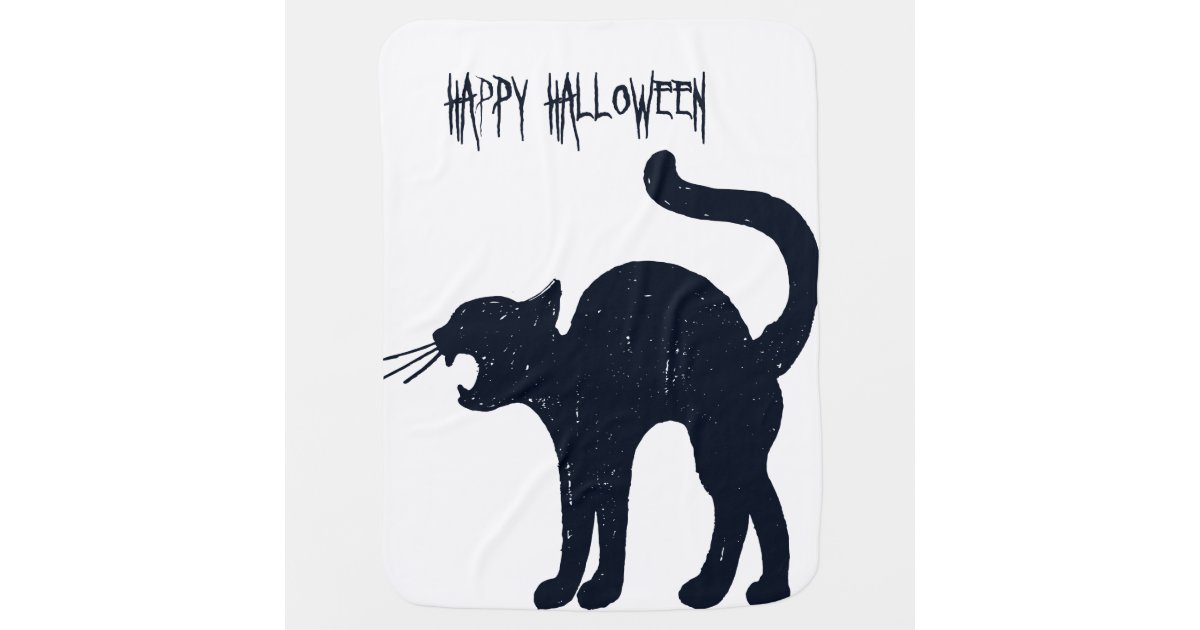 Halloween Black Cat Silhouette Baby Blanket Zazzle Com