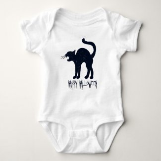 Halloween Black Cat Silhouette Baby Bodysuit