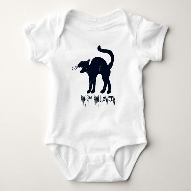 Halloween Black Cat Silhouette Baby Bodysuit