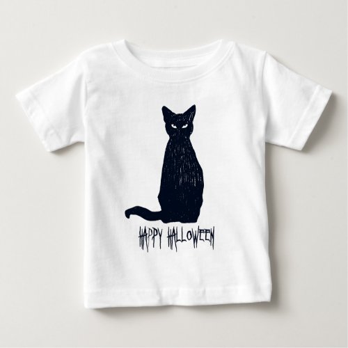 Halloween Black Cat Silhouette Baby T_Shirt