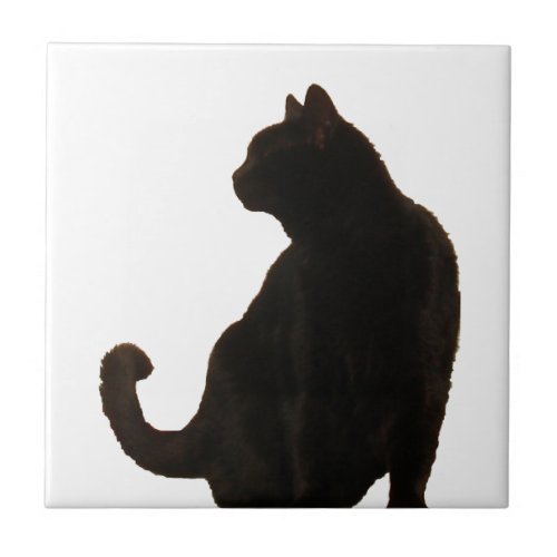 Halloween Black Cat Silhouette Ceramic Tile
