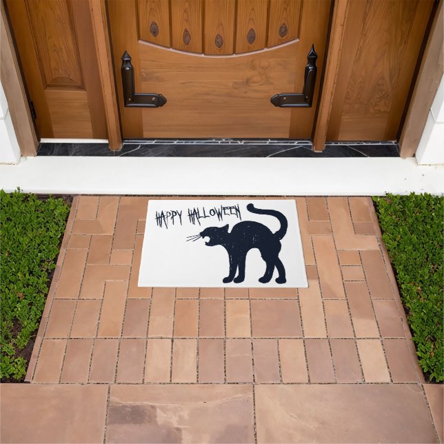 Halloween Black Cat Silhouette Doormat (Outdoor)