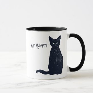 Halloween Black Cat Silhouette Mug
