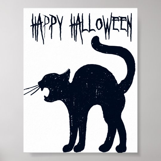 Halloween Black Cat Silhouette Poster | Zazzle.com