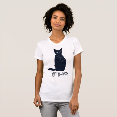 Halloween Black Cat Silhouette T_Shirt