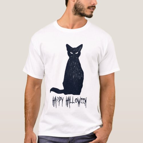 Halloween Black Cat Silhouette T_Shirt