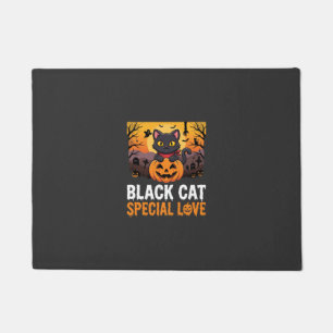 Halloween Black Cat Special Love Pumpkin Design Doormat