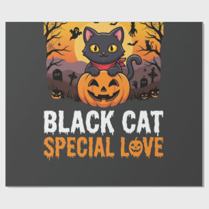 Halloween Black Cat Special Love Pumpkin Design Wrapping Paper