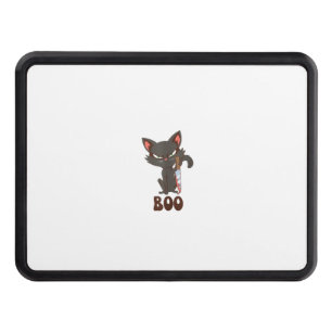 Halloween Black Cat Spooky Feline with Boo Tank To Hitch Cover