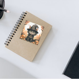 Halloween Black cat Square Sticker