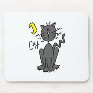 Halloween Black Cat Stick Figure Mousepad