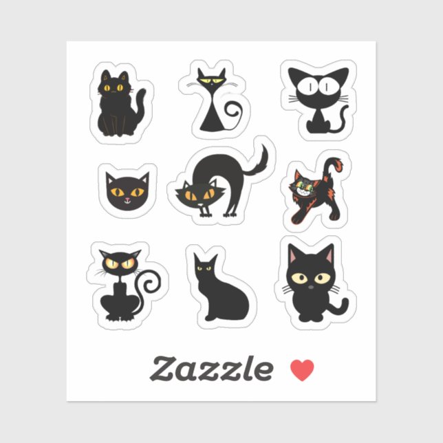 Halloween Black Cat Stickers (Sheet)