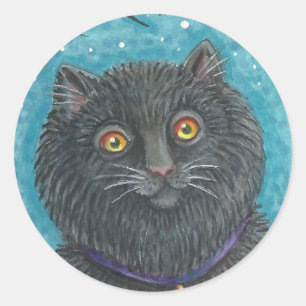 HALLOWEEN BLACK CAT STICKERS SHEET Round
