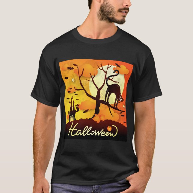 Halloween Black Cat T-Shirt (Front)