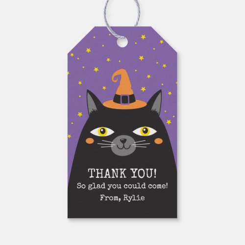Halloween Black Cat Thank You Gift Tags