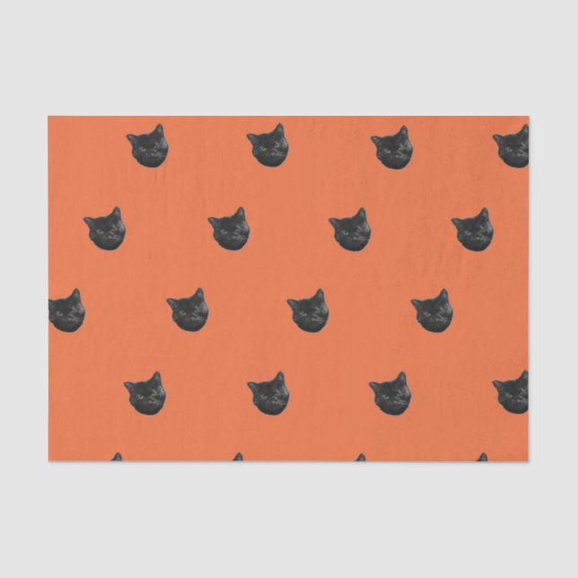 Halloween black cat tissue paper gift bag stuffer  (Front)