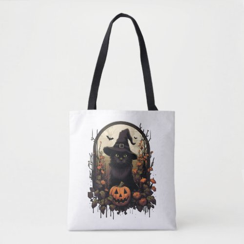 Halloween Black cat Tote Bag
